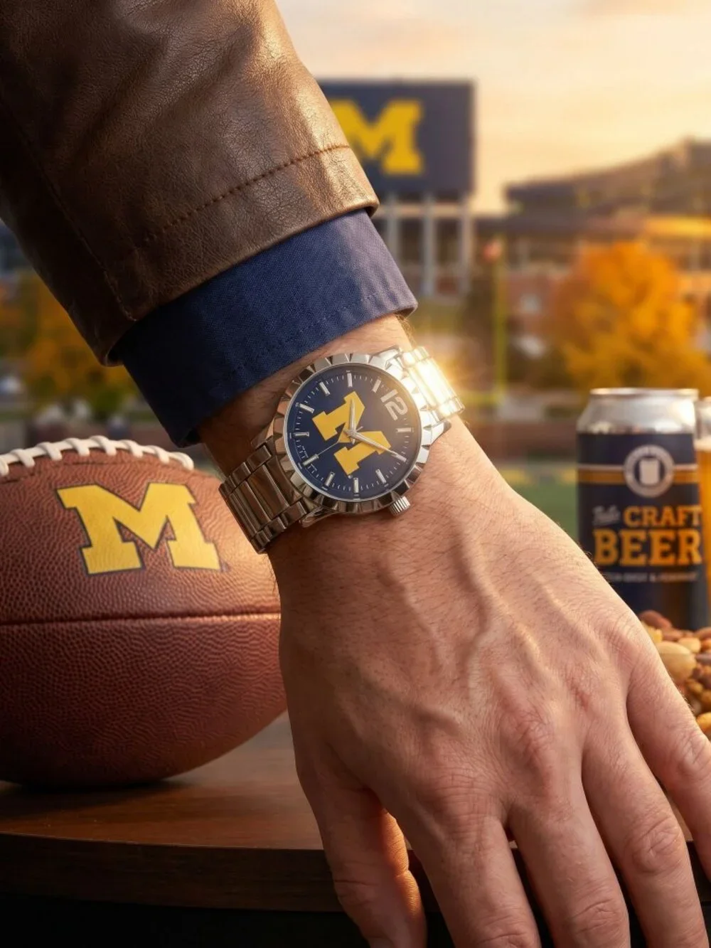 University of Michigan Men's Steel Watch